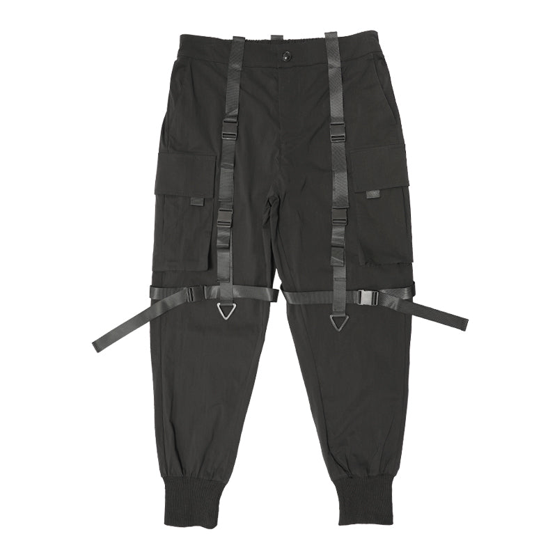 Three-dimensional Pocket Shell Buckle Streamer Overalls Jogger Pants
