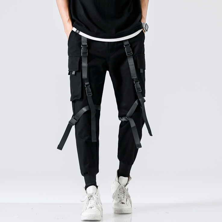 Three-dimensional Pocket Shell Buckle Streamer Overalls Jogger Pants