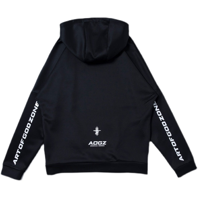Zipper Side Printed Letters Soft Cotton Hoodie