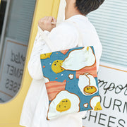 Cartoon Omelette Canvas Tote Bags