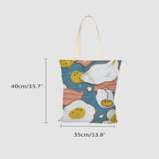 Cartoon Omelette Canvas Tote Bags