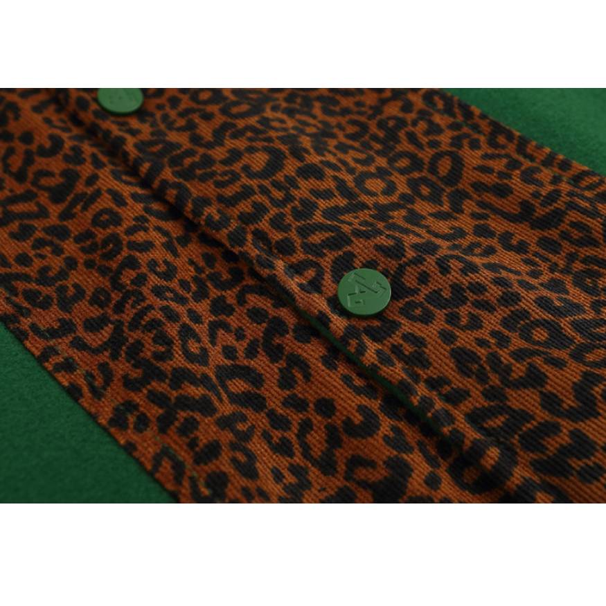 Leopard Print Patchwork Varsity Jacket