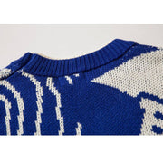 Stylish Two Color Patchwork Knit Sweater