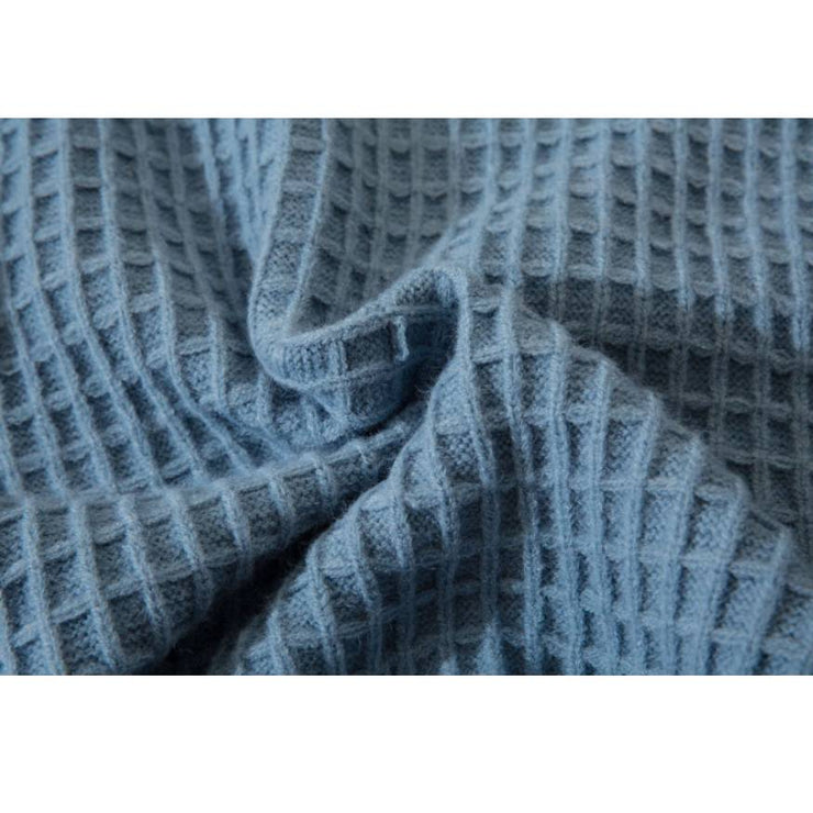 Label Textured Turtleneck Knit Sweater