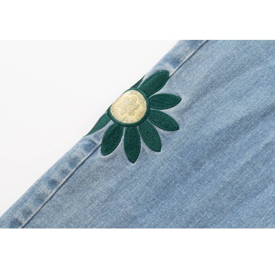Colorful Flowers Embroidered Jeans