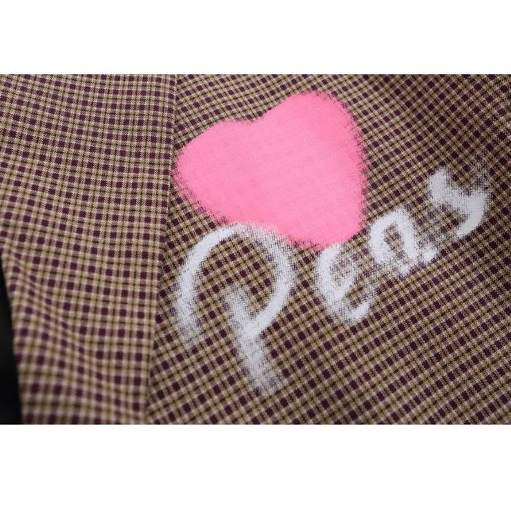 Vintage Plaid Heart Letters Print Blazer