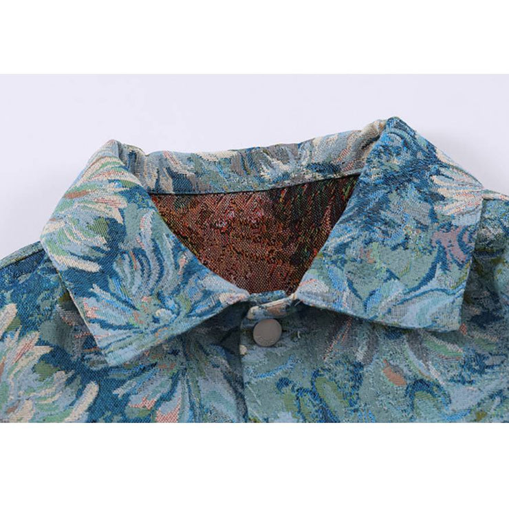 Vintage Floral Jacquard Denim Jacket