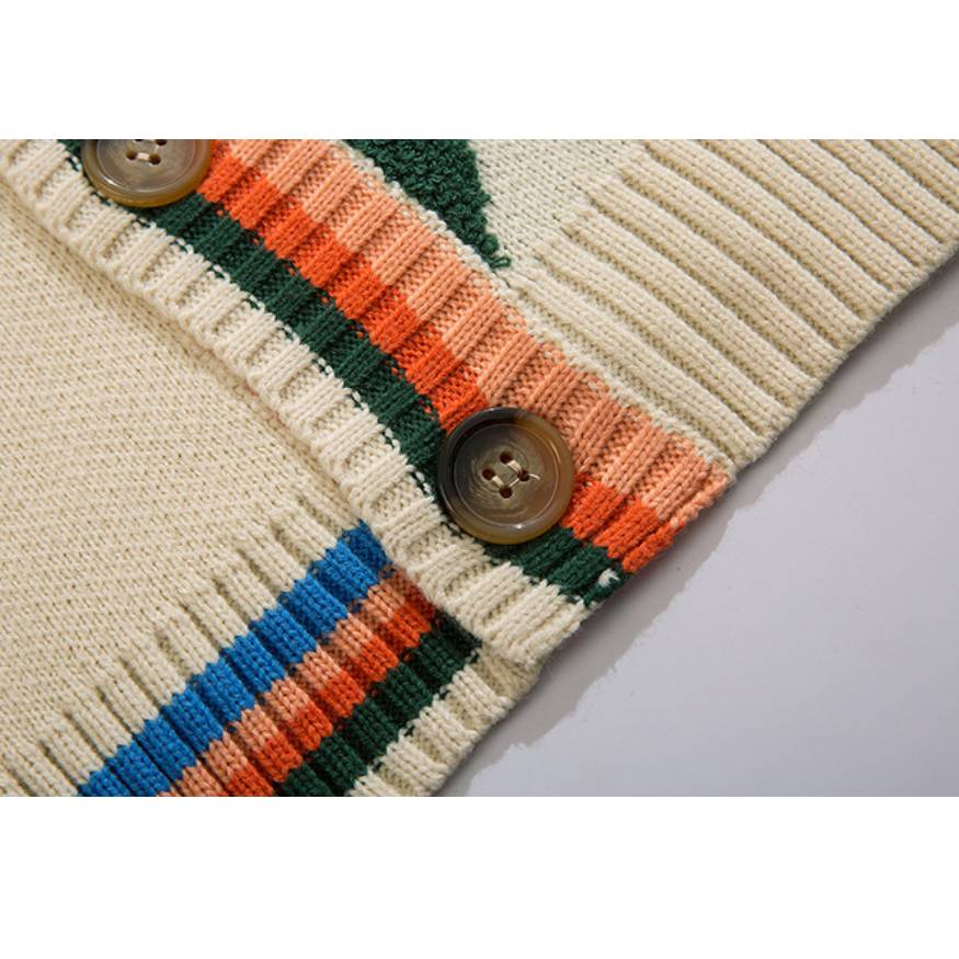 Colorful Argyle Pattern Cardigan Sweater