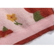 Flower Pattern Crop Top Turtleneck Knit Sweater