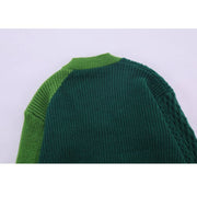 Color Block V Neck Cardigan Sweater
