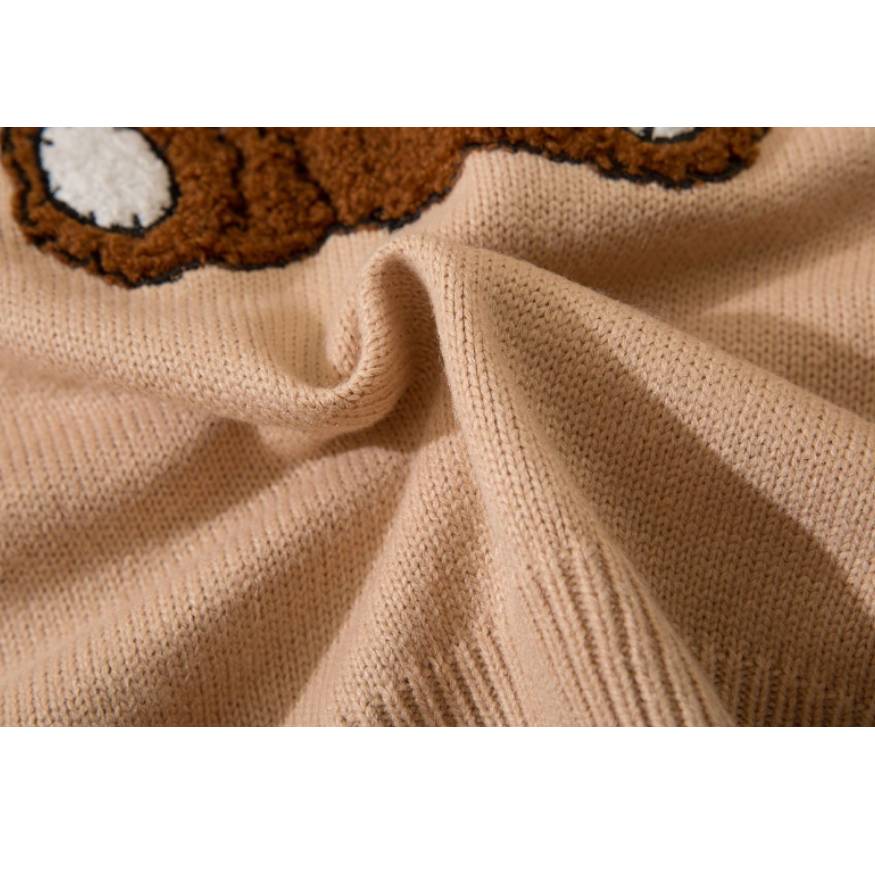 Question Bear Embroidered Knit Sweater