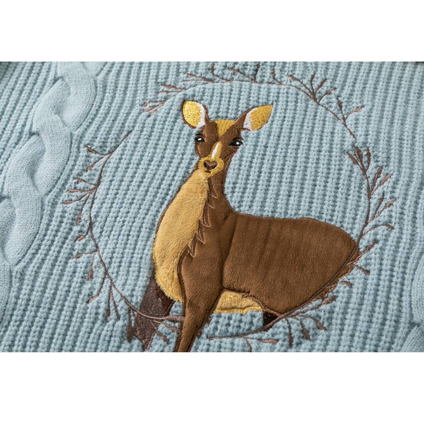 Vintage Deer Pattern Collared Sweater