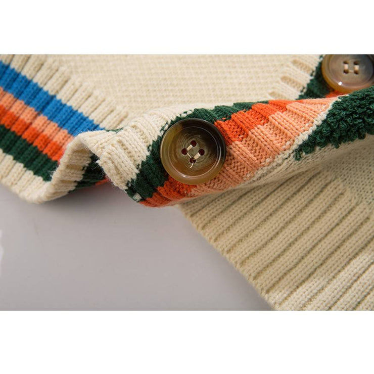 Colorful Argyle Pattern Cardigan Knit Sweater