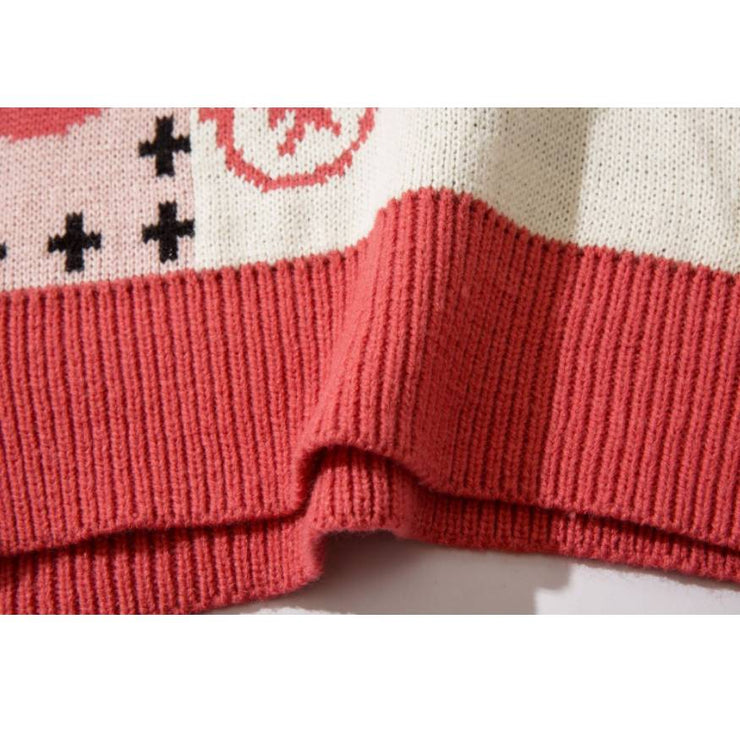 Rabbit Persimmon Pattern Sweater