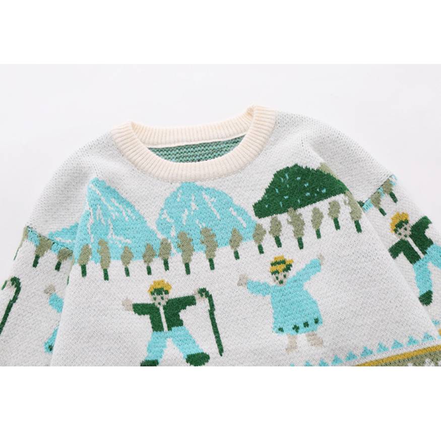 Vintage Snow Mountain Sheep Pattern Sweater