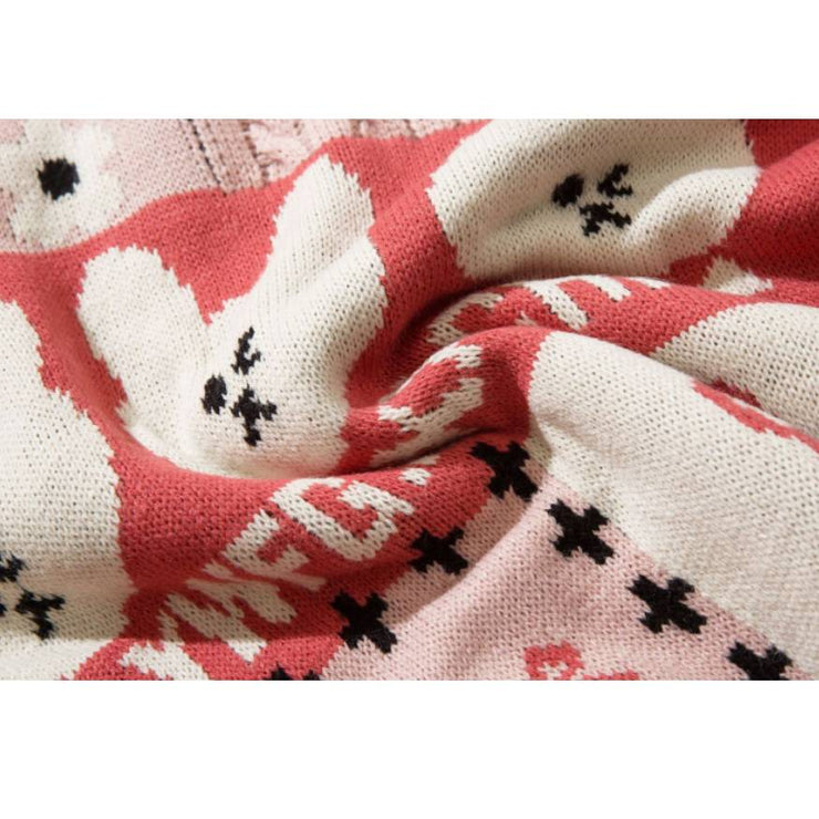 Rabbit Persimmon Pattern Sweater
