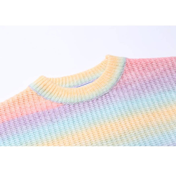 Cute Color Gradient Striped Sweater