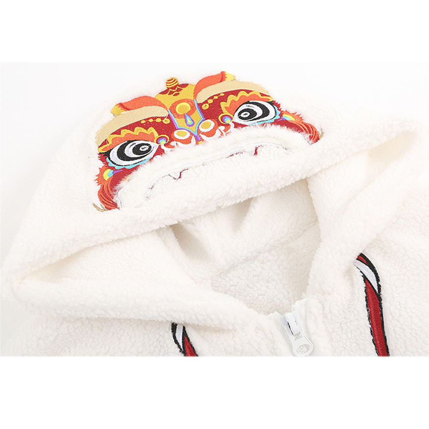 Lion Embroidery Hooded Coat