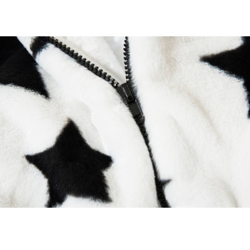 Cute Star Pattern Hooded Fleece Coat