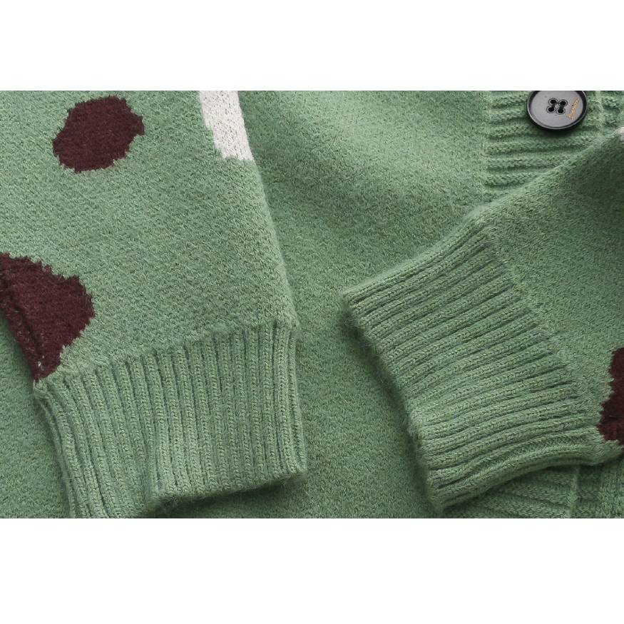 Cute Cow Pattern Knit Cardigan Sweater