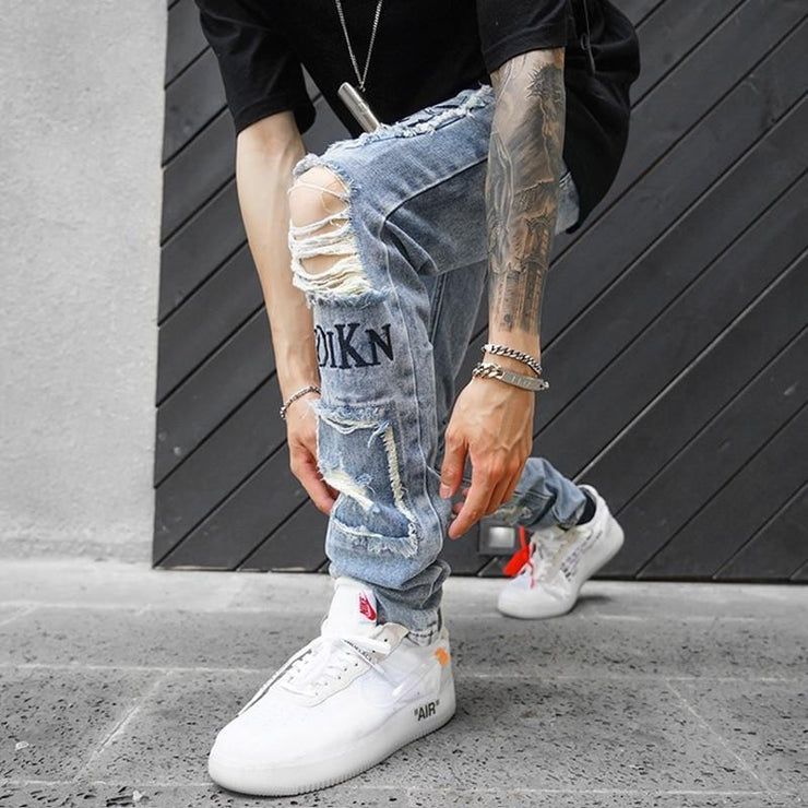 Distressed Graffiti Jeans - Mugen Soul Urban Streetwear Hip Hop Clothing Brand 