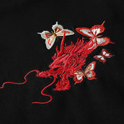 Dragon in Flowers Embroidered Hoodie MugenSoul Streetwear Brands Streetwear Clothing  Techwear