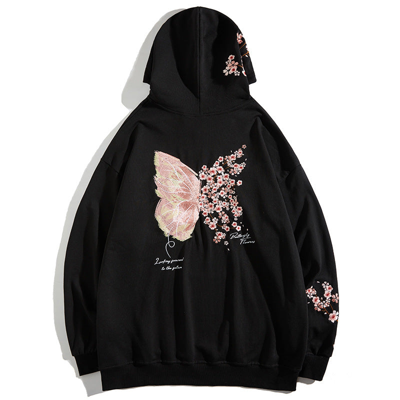 Butterfly Embroidered Harajuku Hoodie