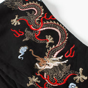 Fiery Pearl Dragon Embroidered Hoodie MugenSoul Streetwear Brands Streetwear Clothing  Techwear