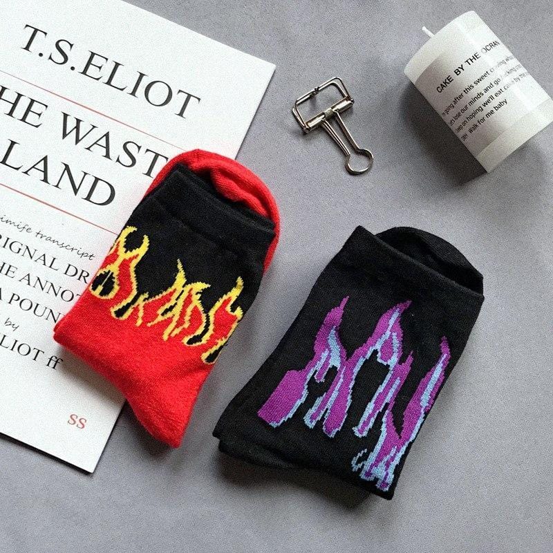Flames Pull Up Sock - Mugen Soul Urban Streetwear Hip Hop Clothing Brand 