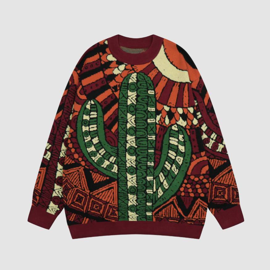 Vintage Cactus Pattern Sweater