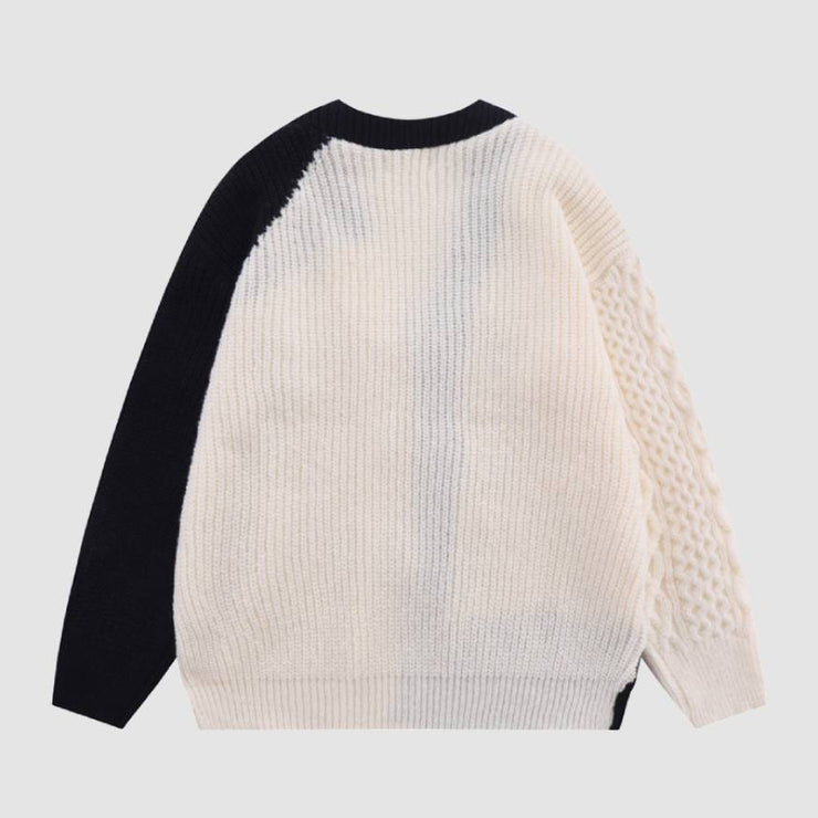 Color Block V Neck Cardigan Sweater