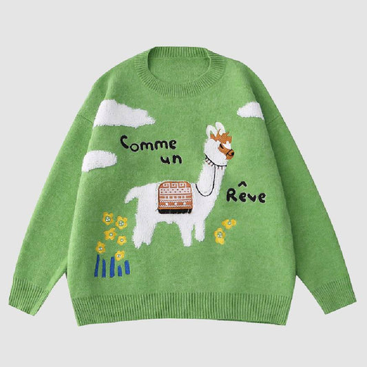Alpaca Patchwork Embroidery Sweater