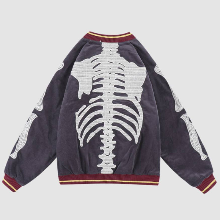 Skeleton Embroidered Velvet Jacket