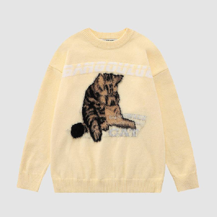 Crying Cat Pattern Sweater