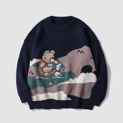 Bear Rabbit Pattern Patchwork Sweater