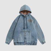 Embroidered Hooded Denim Jacket