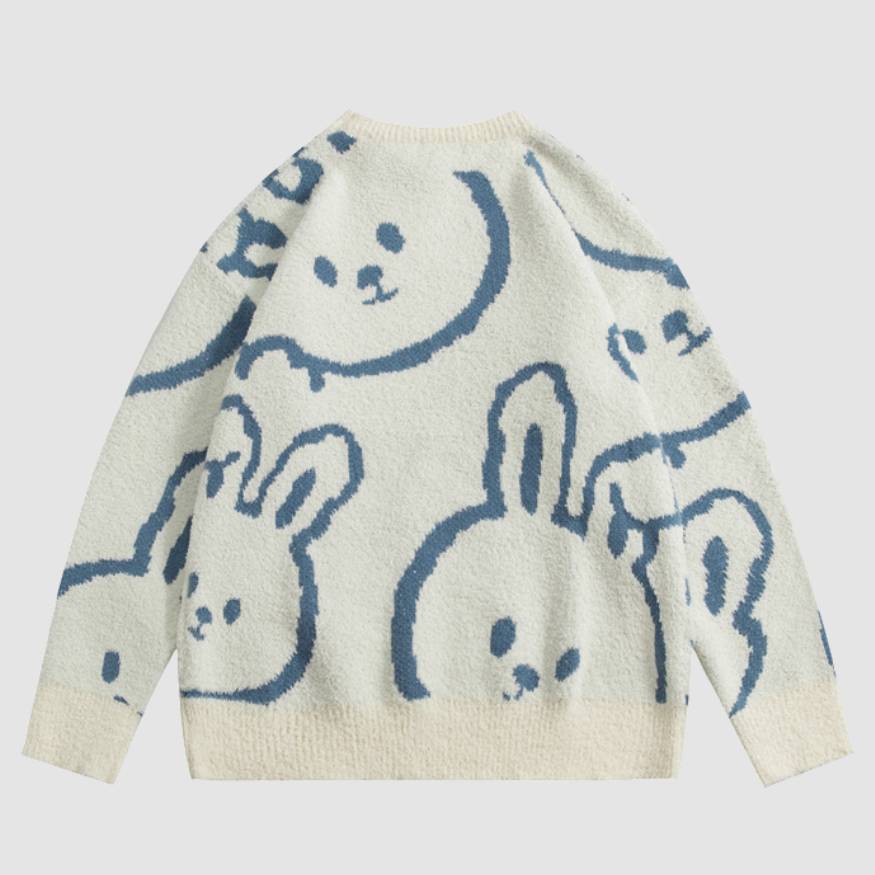 Cute Rabbit Pattern Fuzzy Sweater