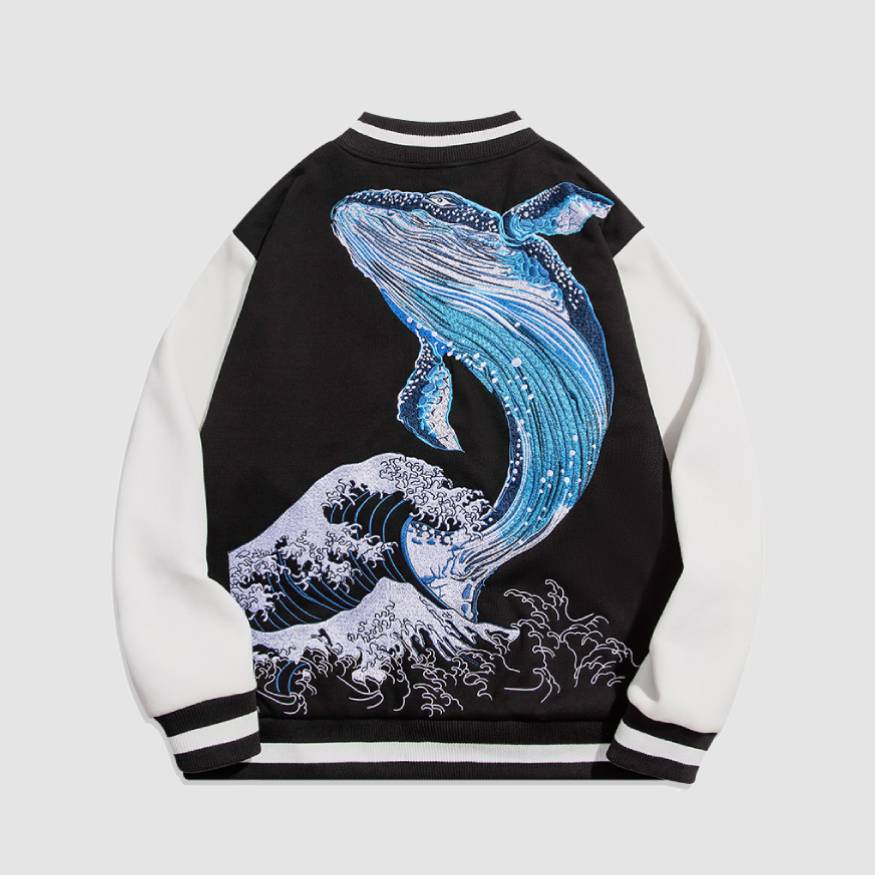 Shark Pattern Embroidered Jacket