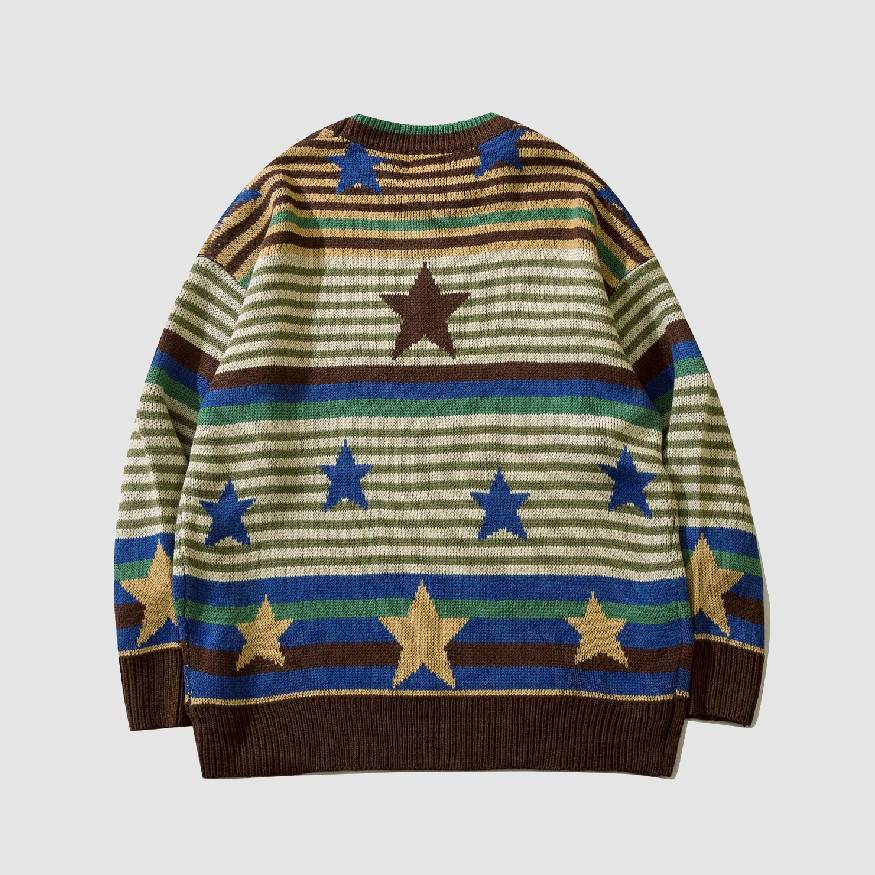 Vintage Pentagram Striped Sweater