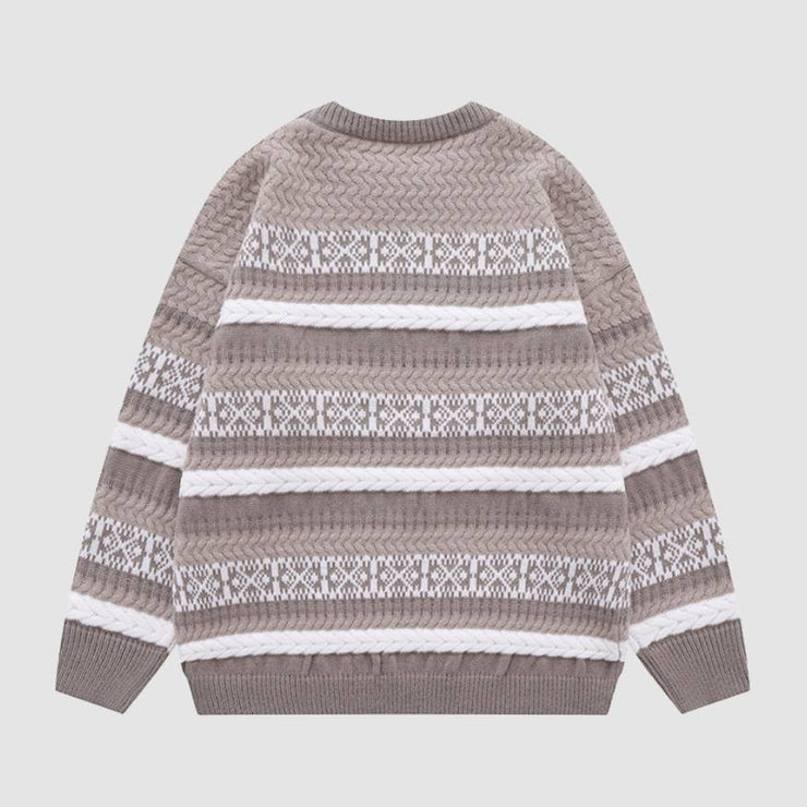 Vintage Textured Striped Sweater