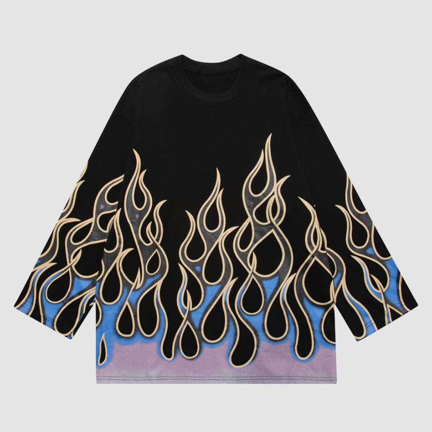 Color Gradient Flame Pattern Sweatshirt