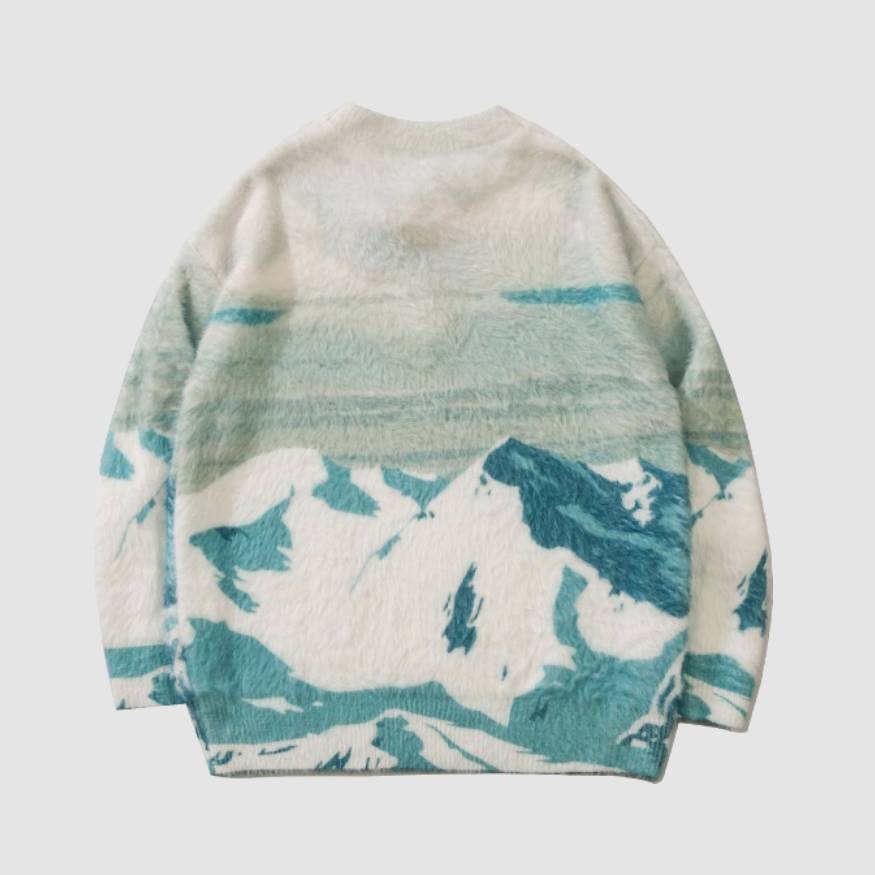 Iceberg Pattern Fuzzy Sweater