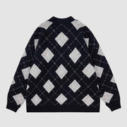 Classic Argyle Pattern Cardigan Sweater