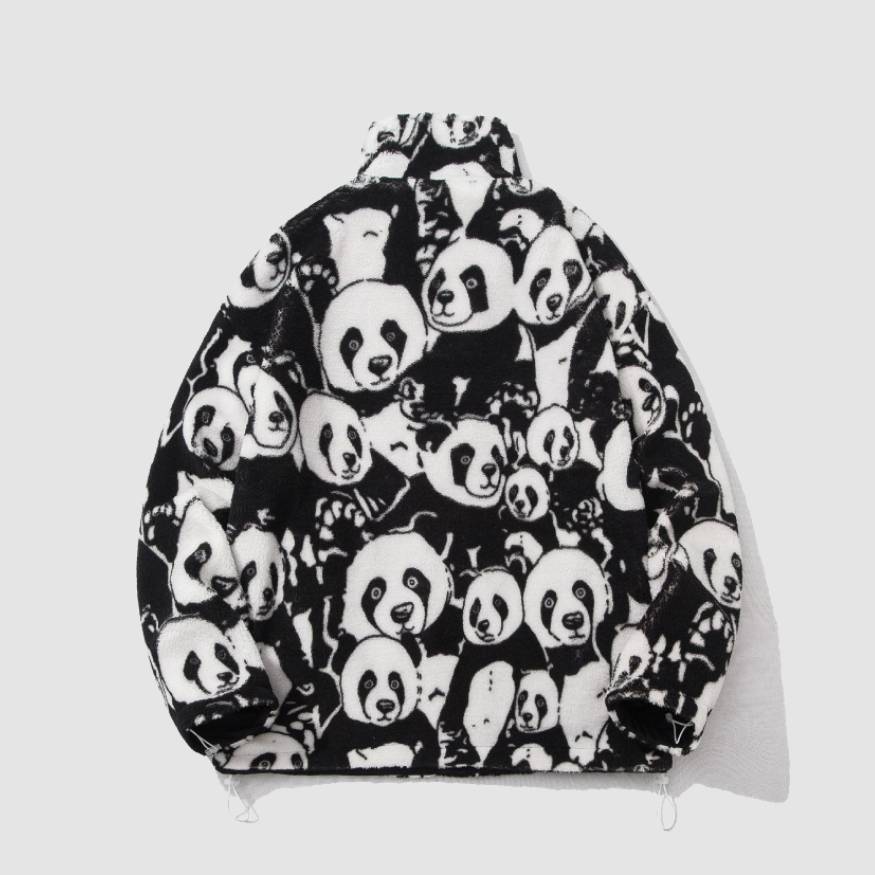 Panda Pattern Lamb Wool Coat