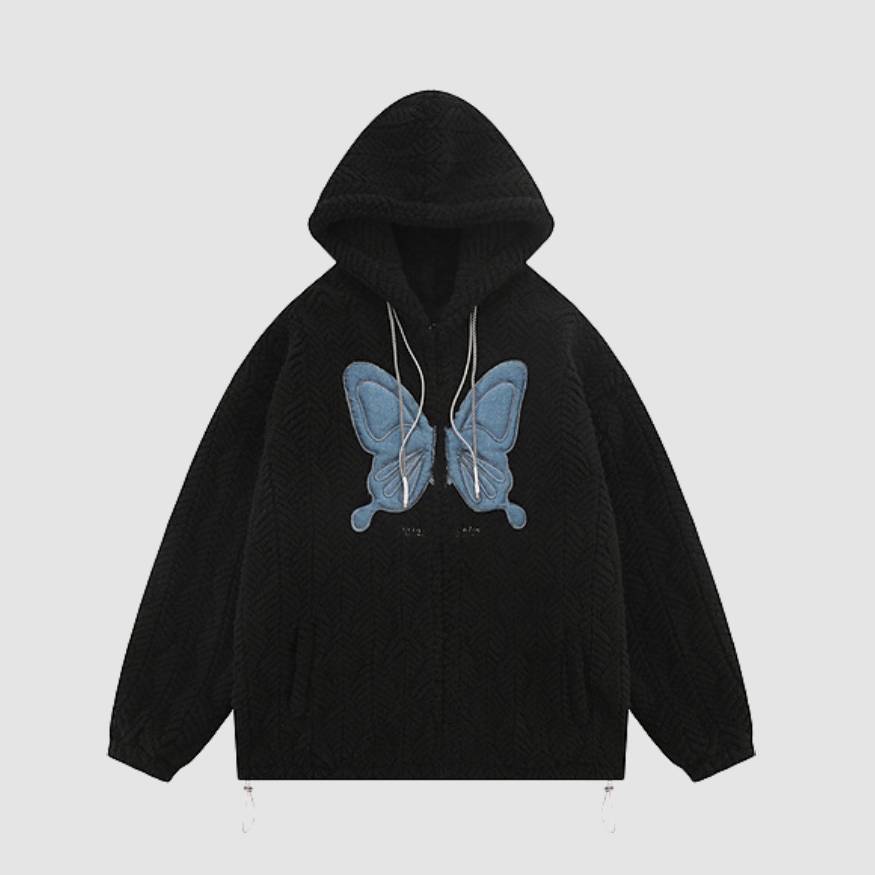 Butterfly Patchwork Hooded Coat