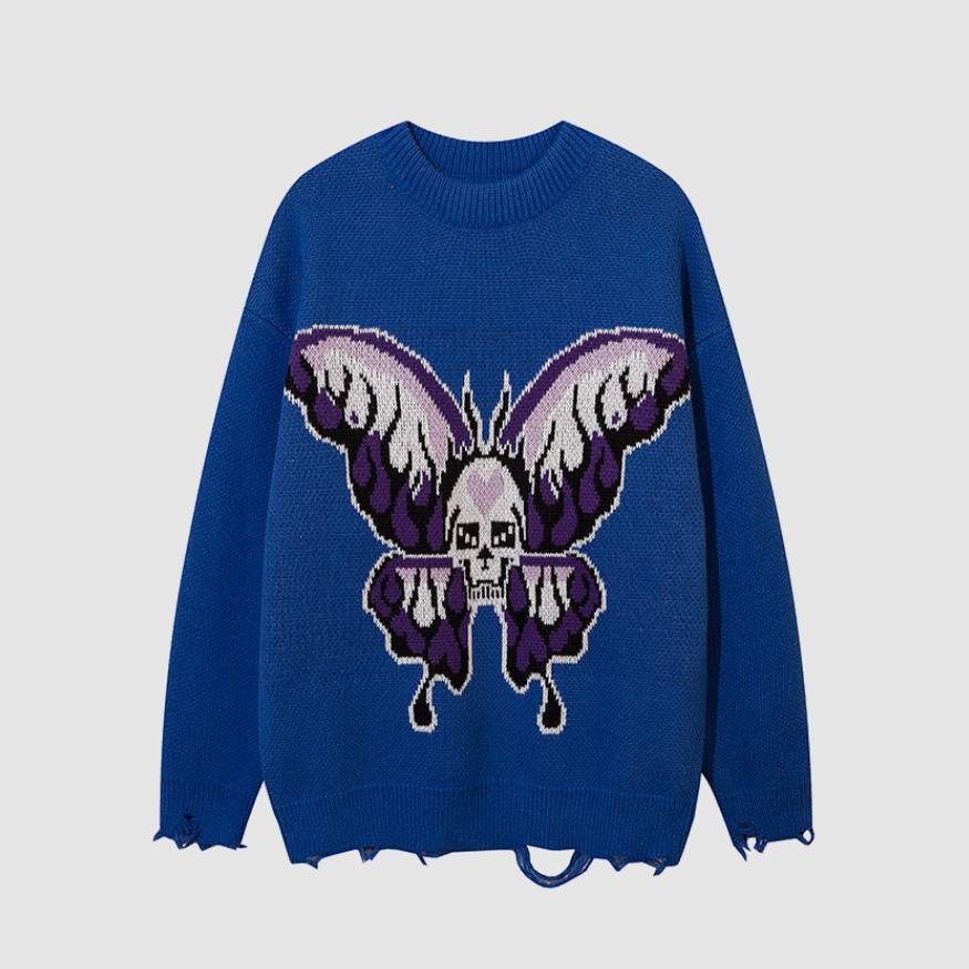 Butterfly Skull Pattern Sweater