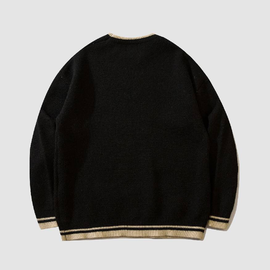 Smiley Bear Print Sweater + Bear Mini Bag
