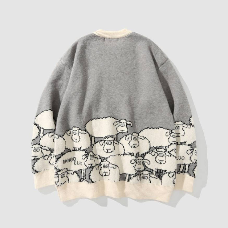 Cute Sheep Pattern Knit Sweater