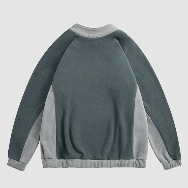 Color Stitching Half Zip Up Sweatshirt