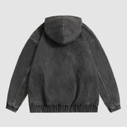 Embroidered Hooded Denim Jacket